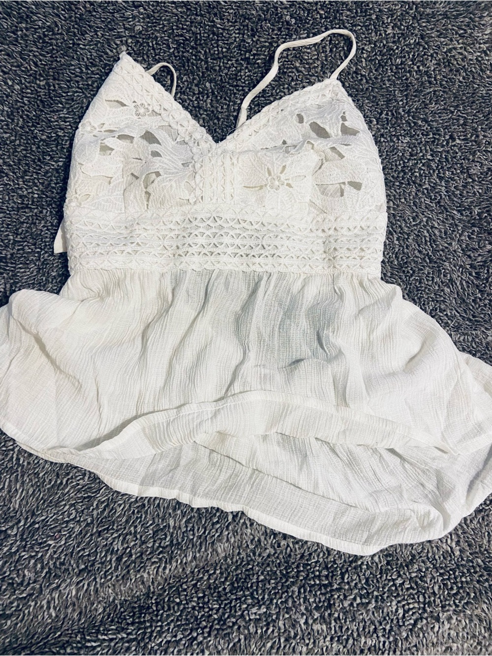 White Crochet Lace Spaghetti Strap Top